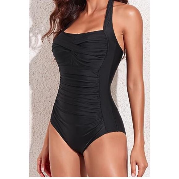 Unbranded Other - Black One Piece Swimsuit SZ M Ruched Tummy Control Sexy Beach‎ Cruise Vacation